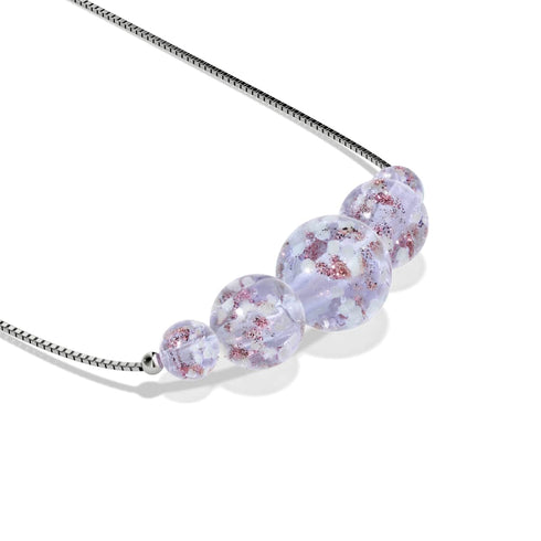 Flieder | 925 Sterling Silber | Glühwürmchen-Glas-Halskette mit Unendlichkeitsverschluss