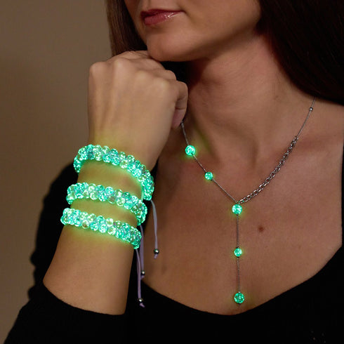 Lila | Silber | Firefly Glas Kaskaden Doppelanhänger