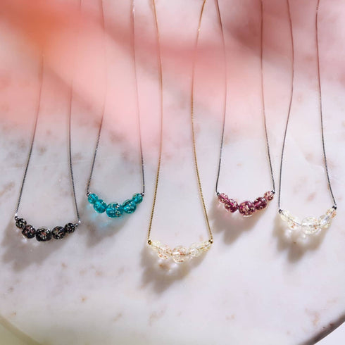 Merlot | 925er Sterlingsilber | Halskette mit Glühwürmchen-Glas-Unendlichkeitsverschluss