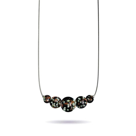 Obsidian | 925er Sterlingsilber | Halskette mit Glühwürmchen-Glas-Unendlichkeitsverschluss