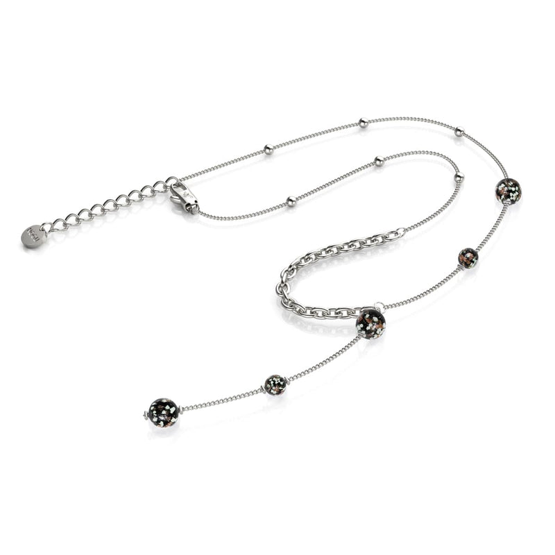 Obsidian | Silber | Glühwürmchen-Glas-Kaskaden-Doppelanhänger