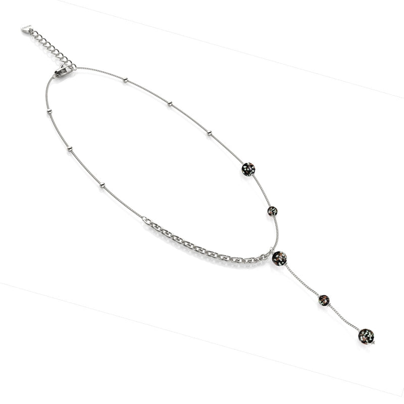 Obsidian | Silber | Glühwürmchen-Glas-Kaskaden-Doppelanhänger