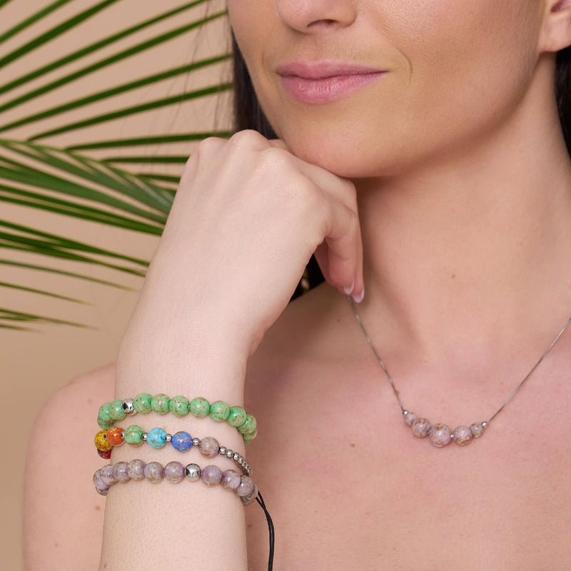 Immergrün | 925 Sterling Silber | Glühwürmchen-Glas-Halskette mit Unendlichkeitsverschluss