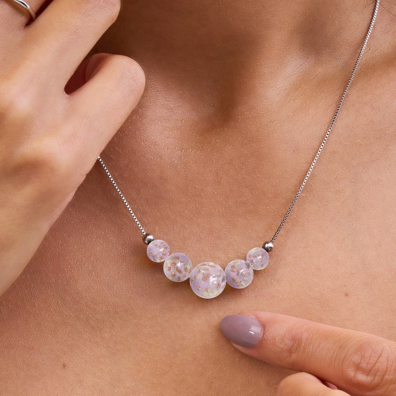 Immergrün | 925 Sterling Silber | Glühwürmchen-Glas-Halskette mit Unendlichkeitsverschluss