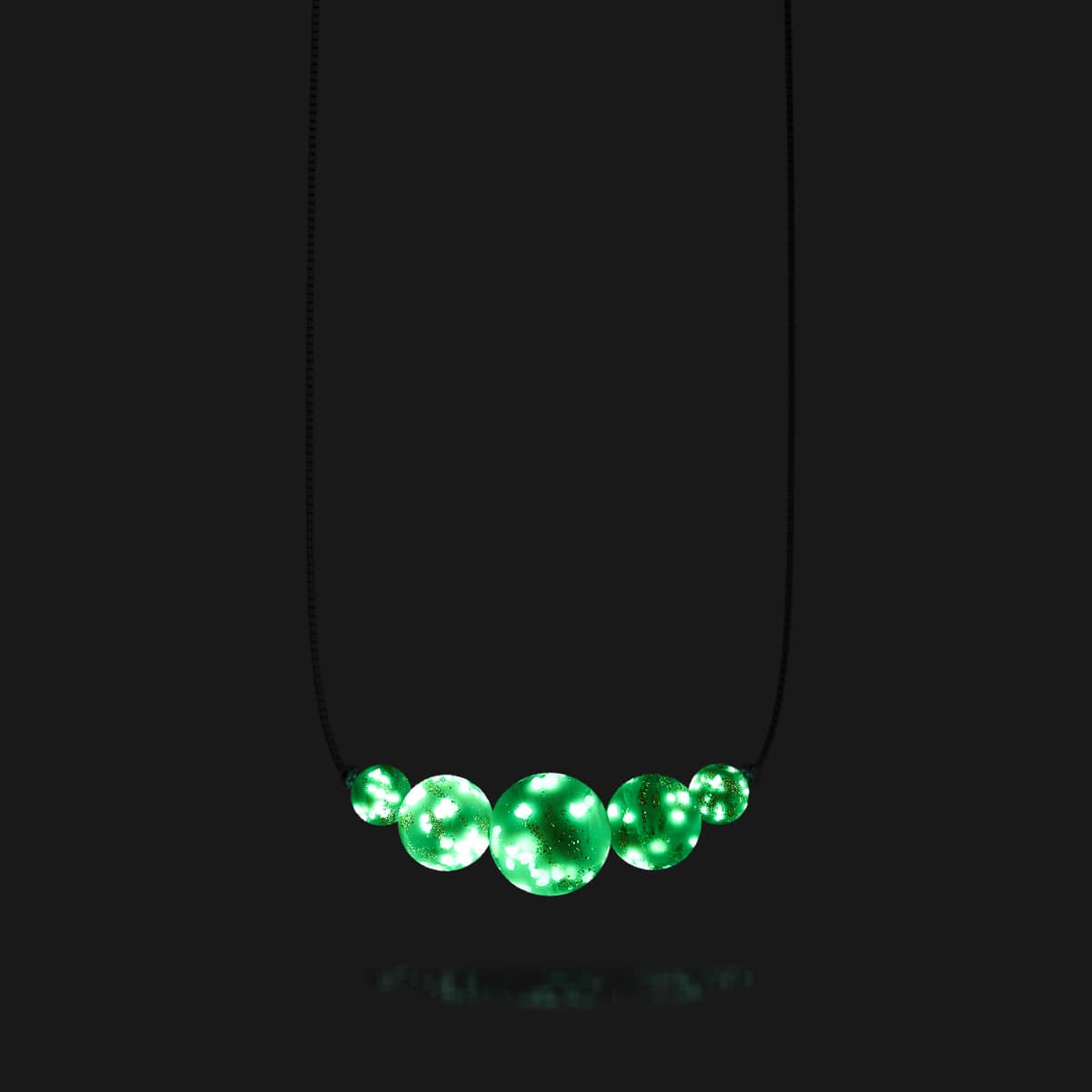 Immergrün | 925 Sterling Silber | Glühwürmchen-Glas-Halskette mit Unendlichkeitsverschluss