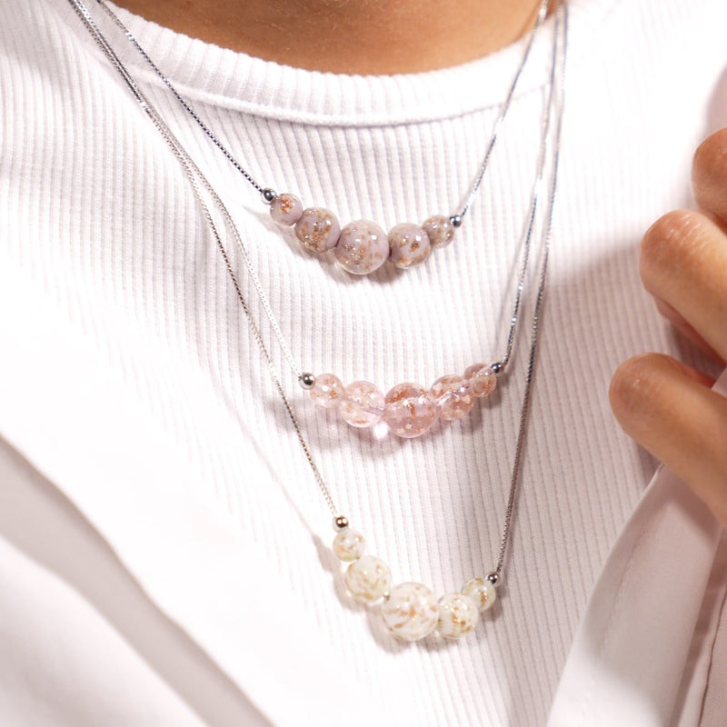 Immergrün | 925 Sterling Silber | Glühwürmchen-Glas-Halskette mit Unendlichkeitsverschluss