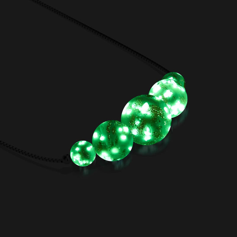 Immergrün | 925 Sterling Silber | Glühwürmchen-Glas-Halskette mit Unendlichkeitsverschluss