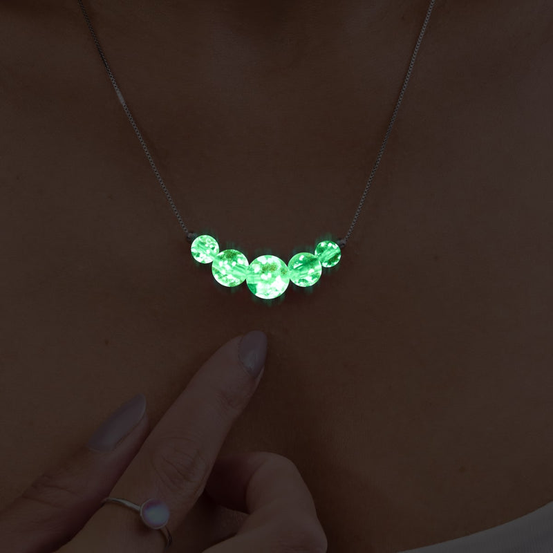 Rosenwasser | 925er Sterlingsilber | Glühwürmchen-Glas-Halskette mit Unendlichkeitsverschluss