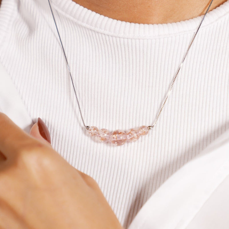 Rosenwasser | 925er Sterlingsilber | Glühwürmchen-Glas-Halskette mit Unendlichkeitsverschluss