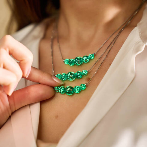 Blaugrün | 925er Sterlingsilber | Glühwürmchen-Glas-Halskette mit Unendlichkeitsverschluss