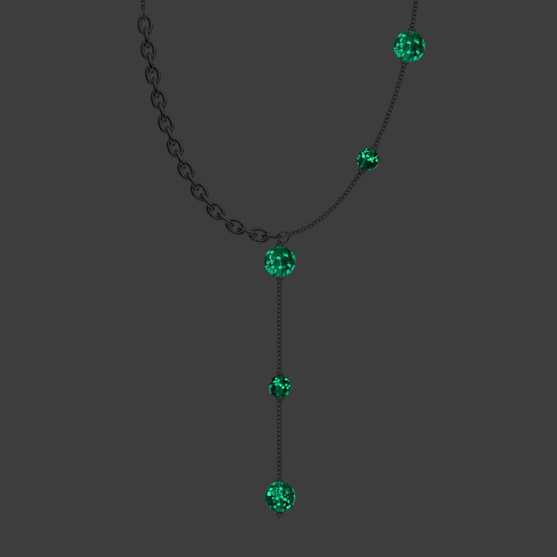 Blaugrün | Silber | Firefly Glas Kaskaden Doppelanhänger