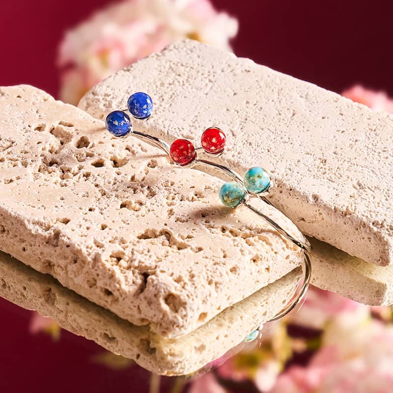 Himmelblau | 925er Sterlingsilber | Glühwürmchenglas | Unendlichkeits-Helix-Ring