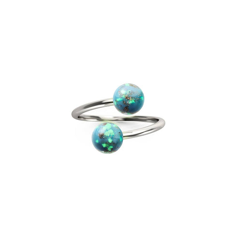 Himmelblau | 925er Sterlingsilber | Glühwürmchenglas | Unendlichkeits-Helix-Ring