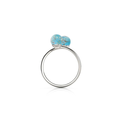 Himmelblau | 925er Sterlingsilber | Glühwürmchenglas | Unendlichkeits-Helix-Ring