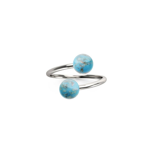 Himmelblau | 925er Sterlingsilber | Glühwürmchenglas | Unendlichkeits-Helix-Ring