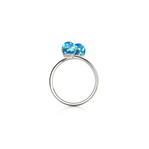 Kobalt | 925er Sterlingsilber | Glühwürmchenglas | Unendlichkeits-Helix-Ring