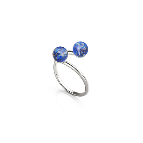 Kobalt | 925er Sterlingsilber | Glühwürmchenglas | Unendlichkeits-Helix-Ring