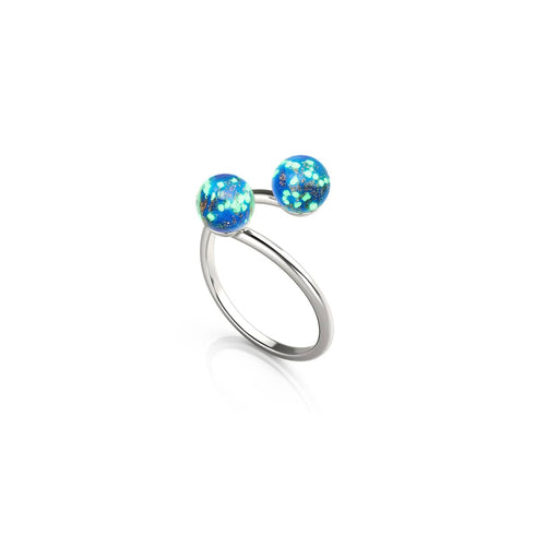 Kobalt | 925er Sterlingsilber | Glühwürmchenglas | Unendlichkeits-Helix-Ring