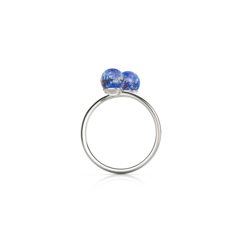 Kobalt | 925er Sterlingsilber | Glühwürmchenglas | Unendlichkeits-Helix-Ring