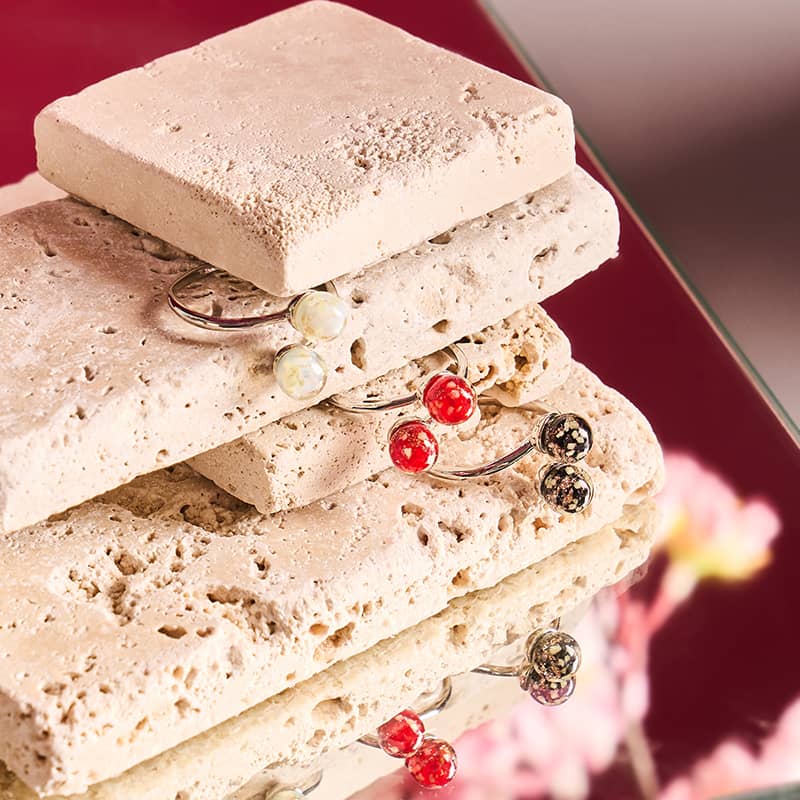 Purpurrot | 925er Sterlingsilber | Glühwürmchenglas | Unendlichkeits-Helix-Ring