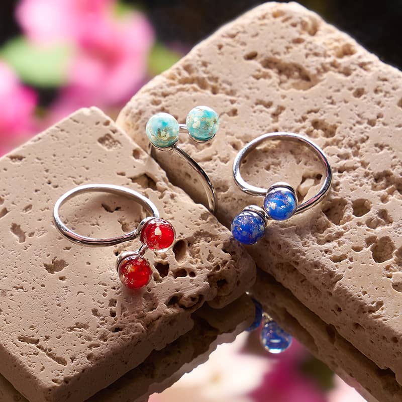 Purpurrot | 925er Sterlingsilber | Glühwürmchenglas | Unendlichkeits-Helix-Ring