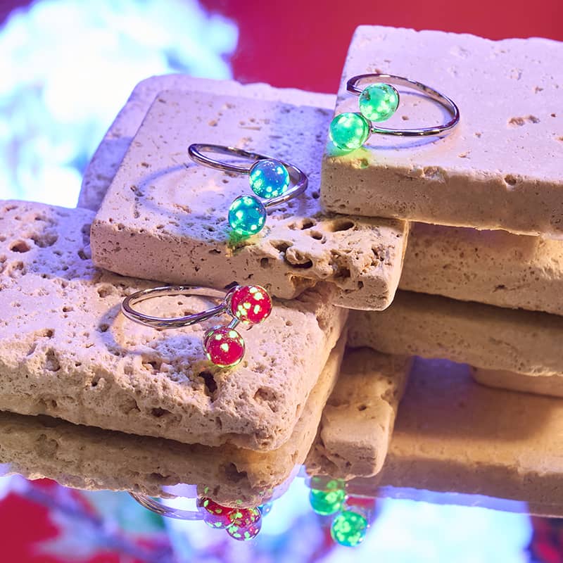 Purpurrot | 925er Sterlingsilber | Glühwürmchenglas | Unendlichkeits-Helix-Ring