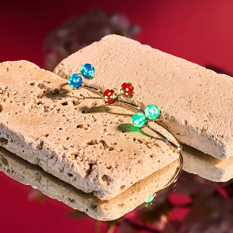 Purpurrot | 925er Sterlingsilber | Glühwürmchenglas | Unendlichkeits-Helix-Ring