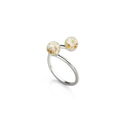 Elfenbein | 925er Sterlingsilber | Glühwürmchenglas | Unendlichkeits-Helix-Ring