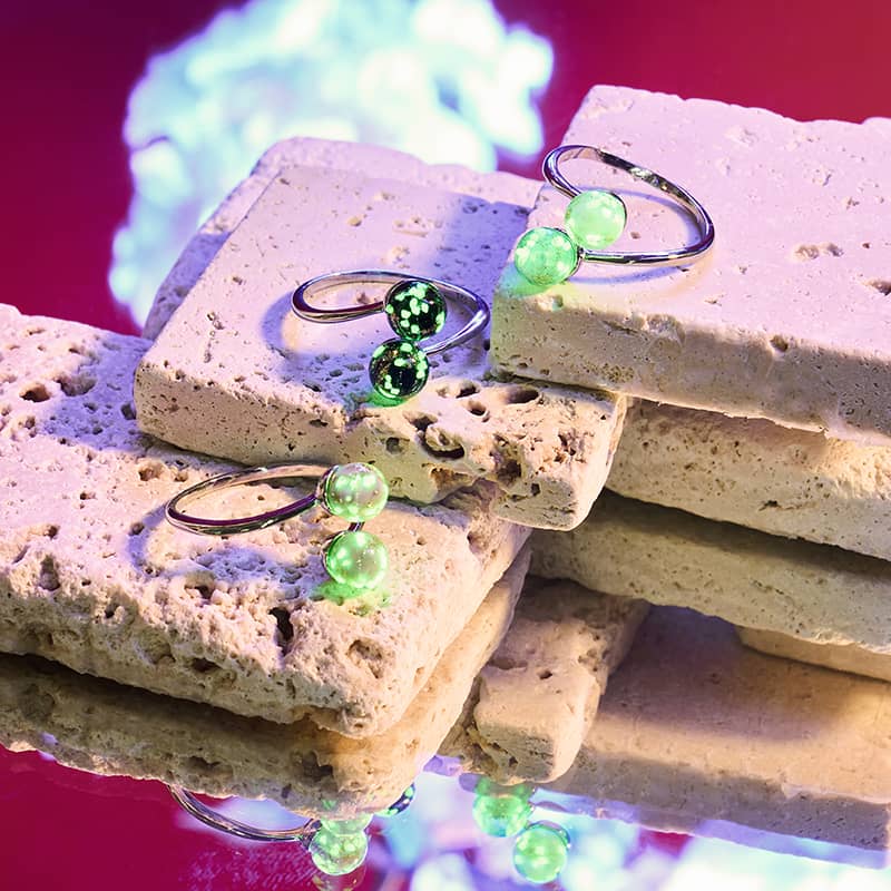 Elfenbein | 925er Sterlingsilber | Glühwürmchenglas | Unendlichkeits-Helix-Ring