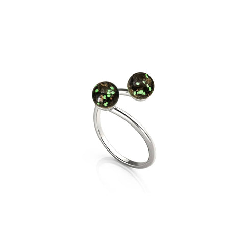 Obsidian | 925er Sterlingsilber | Glühwürmchenglas | Unendlichkeits-Helix-Ring
