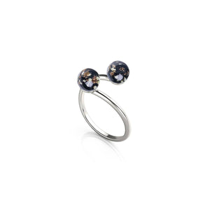 Obsidian | 925er Sterlingsilber | Glühwürmchenglas | Unendlichkeits-Helix-Ring