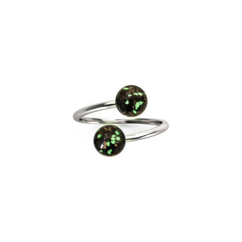 Obsidian | 925er Sterlingsilber | Glühwürmchenglas | Unendlichkeits-Helix-Ring