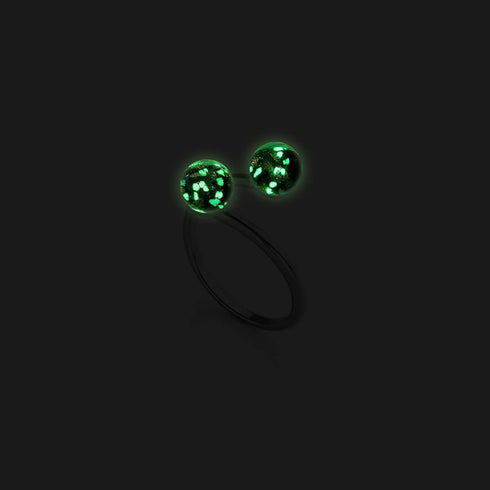 Obsidian | 925er Sterlingsilber | Glühwürmchenglas | Unendlichkeits-Helix-Ring