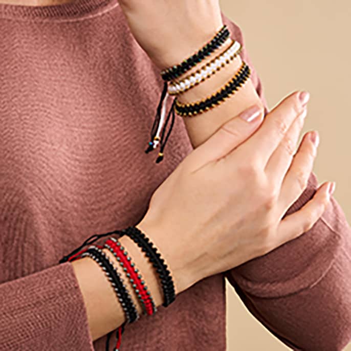 Gunmetal x Schwarz | Freundschaftsarmband DOT