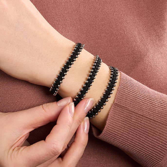 Silber x Schwarz | Freundschaftsarmband DOT