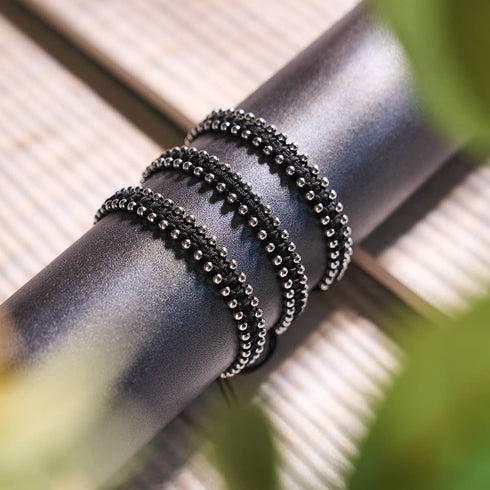 Silber x Schwarz | Freundschaftsarmband DOT