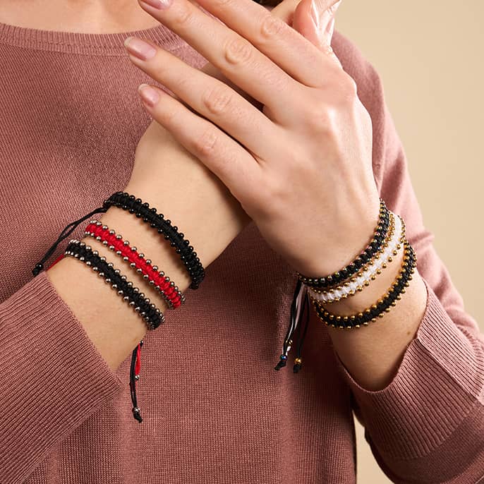 Silber x Schwarz | Freundschaftsarmband DOT