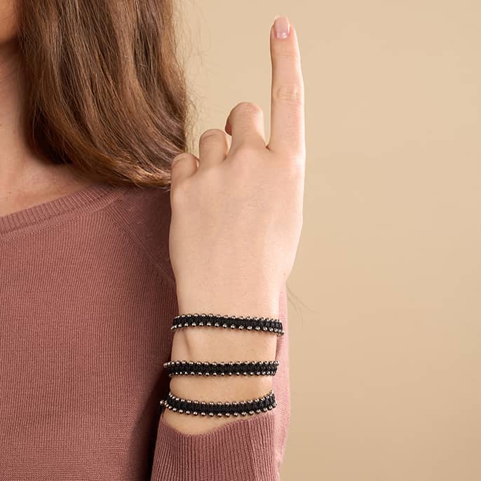 Silber x Schwarz | Freundschaftsarmband DOT