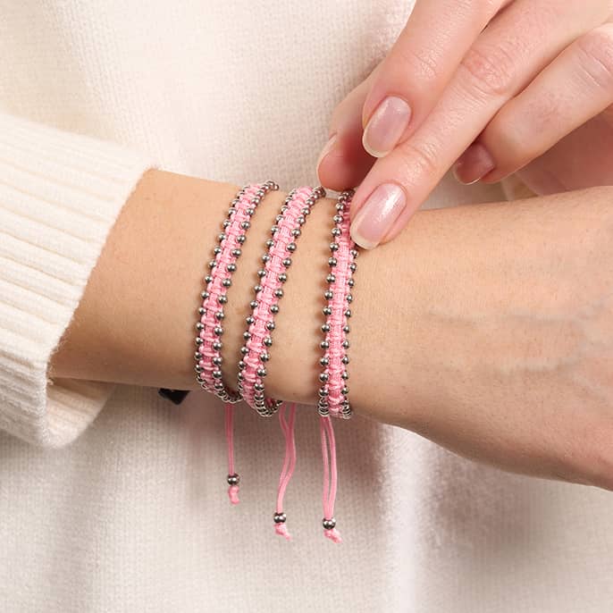 Silber x Kaugummi | Freundschaftsarmband mit Punkten