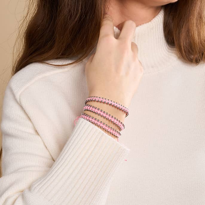 Silber x Kaugummi | Freundschaftsarmband mit Punkten