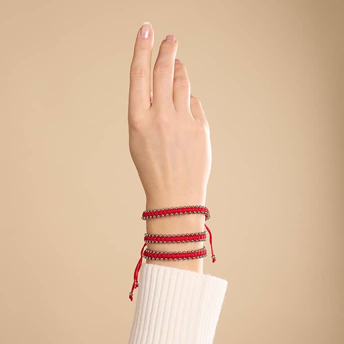 Silber x Kirsche | Freundschaftsarmband DOT