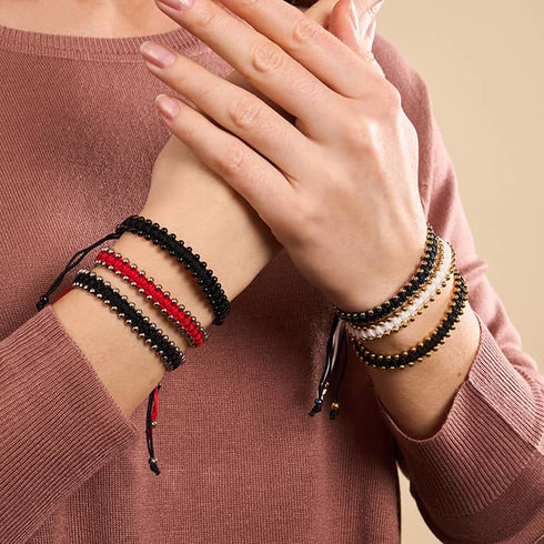 Silber x Kirsche | Freundschaftsarmband DOT