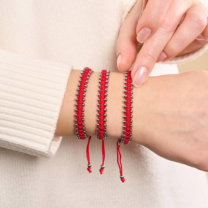 Silber x Kirsche | Freundschaftsarmband DOT