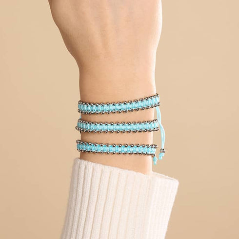 Silber x Himmelblau | Freundschaftsarmband DOT