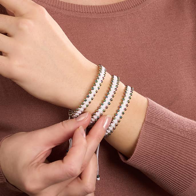 Einhorn Silber x Weiß | Freundschaftsarmband DOT