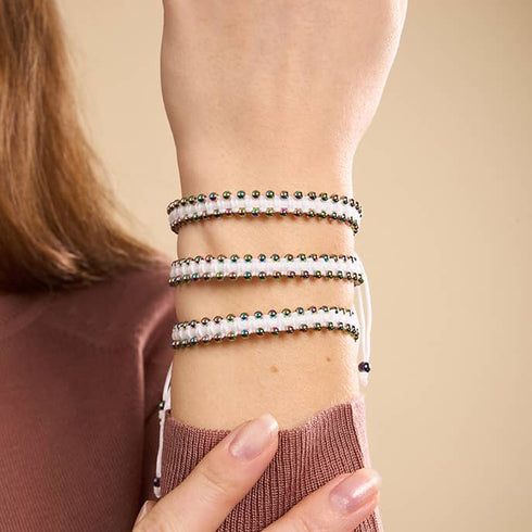 Einhorn Silber x Weiß | Freundschaftsarmband DOT