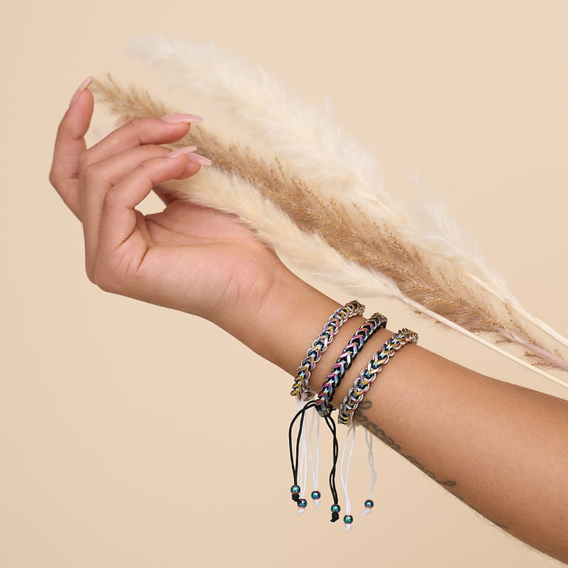 Schwarz x Einhorn Silber | Gaia Weizenkettenarmband