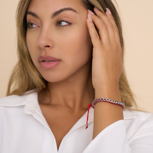 Rot x Silber | Gaia Weizenkettenarmband