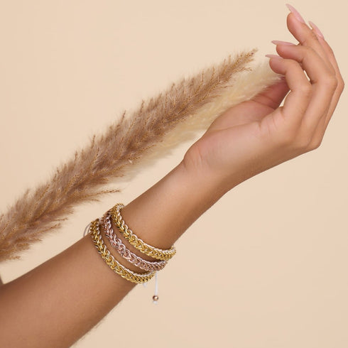 Weiß x Roségold | Gaia Weizenkettenarmband