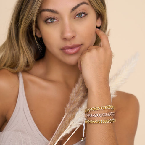 Weiß x Roségold | Gaia Weizenkettenarmband